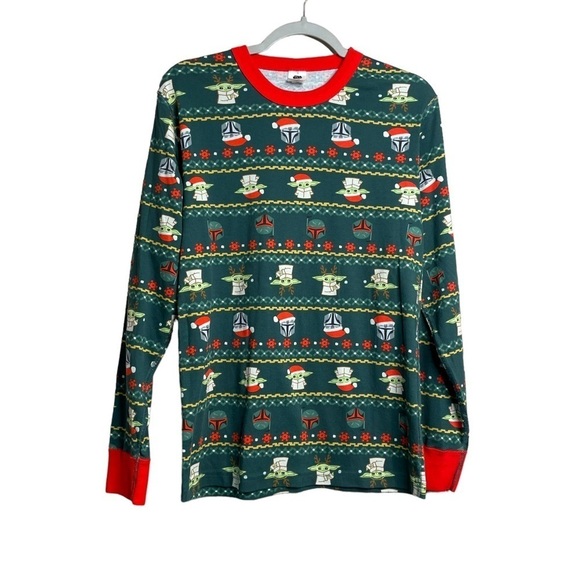 Hanna Andersson Star Wars Pajama Top Mens M Green Christmas Yoda Shirt - Picture 1 of 7